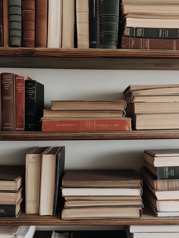 Vintage Books on Shelves