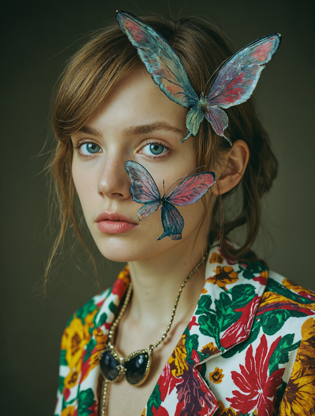 Whimsical Portrait with Butterflies