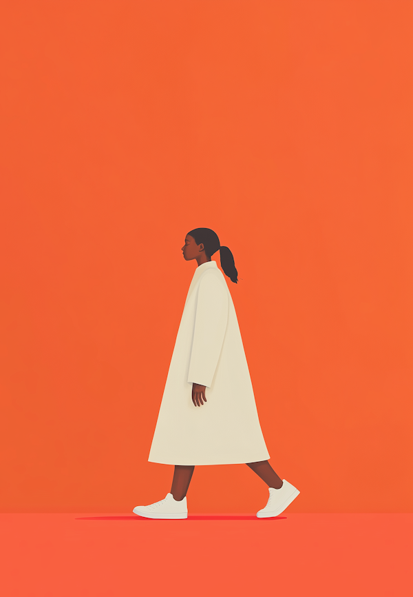 Stylized Illustration of Woman Walking