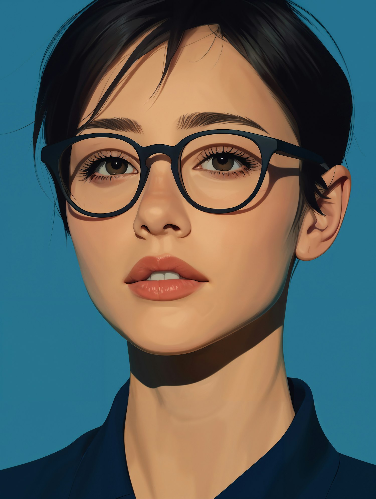 Close-up of Young Woman with Glasses