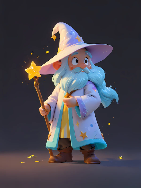 Whimsical Cartoon Wizard