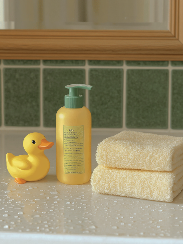 Bathroom Countertop with Yellow Accents