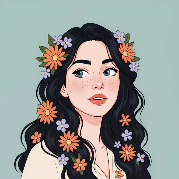 Whimsical Floral Portrait