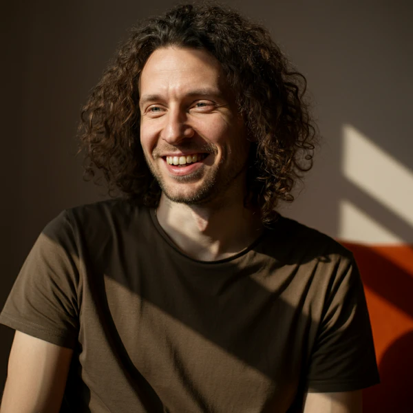 Joyful Man in Warm Lighting