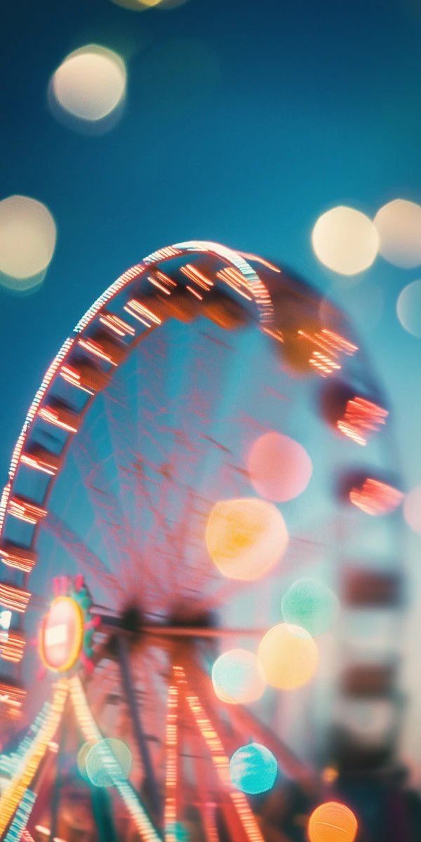 Neon Ferris Wheel at Night