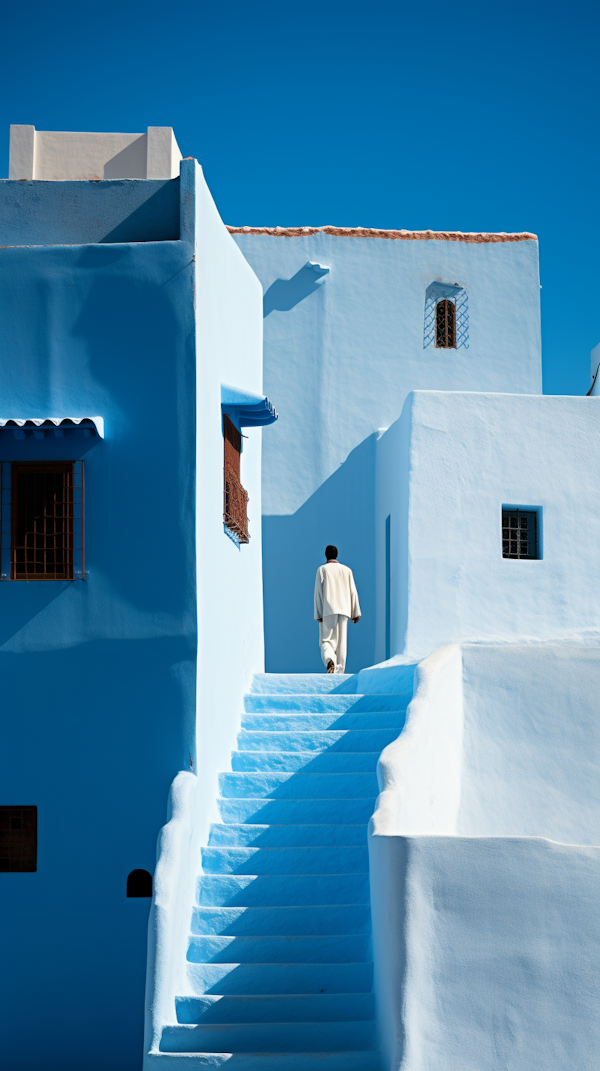 Ascending Serenity: Blue Staircase in the Mediterranean