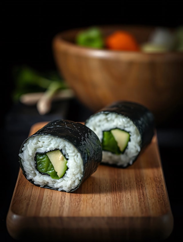 Sushi on Wooden Board