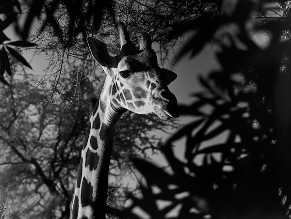 Monochrome Portrait of a Giraffe