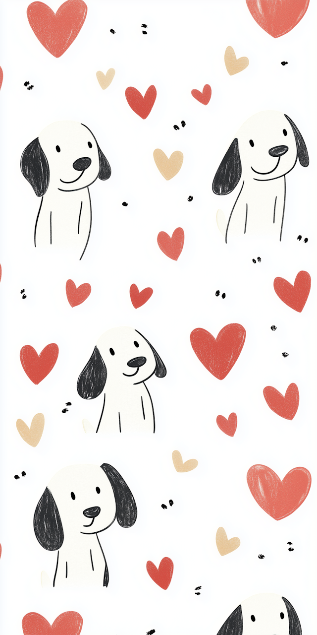 Playful Cartoon Dogs with Hearts