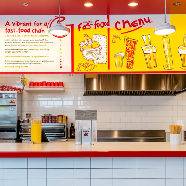 Vibrant Fast-Food Restaurant Interior