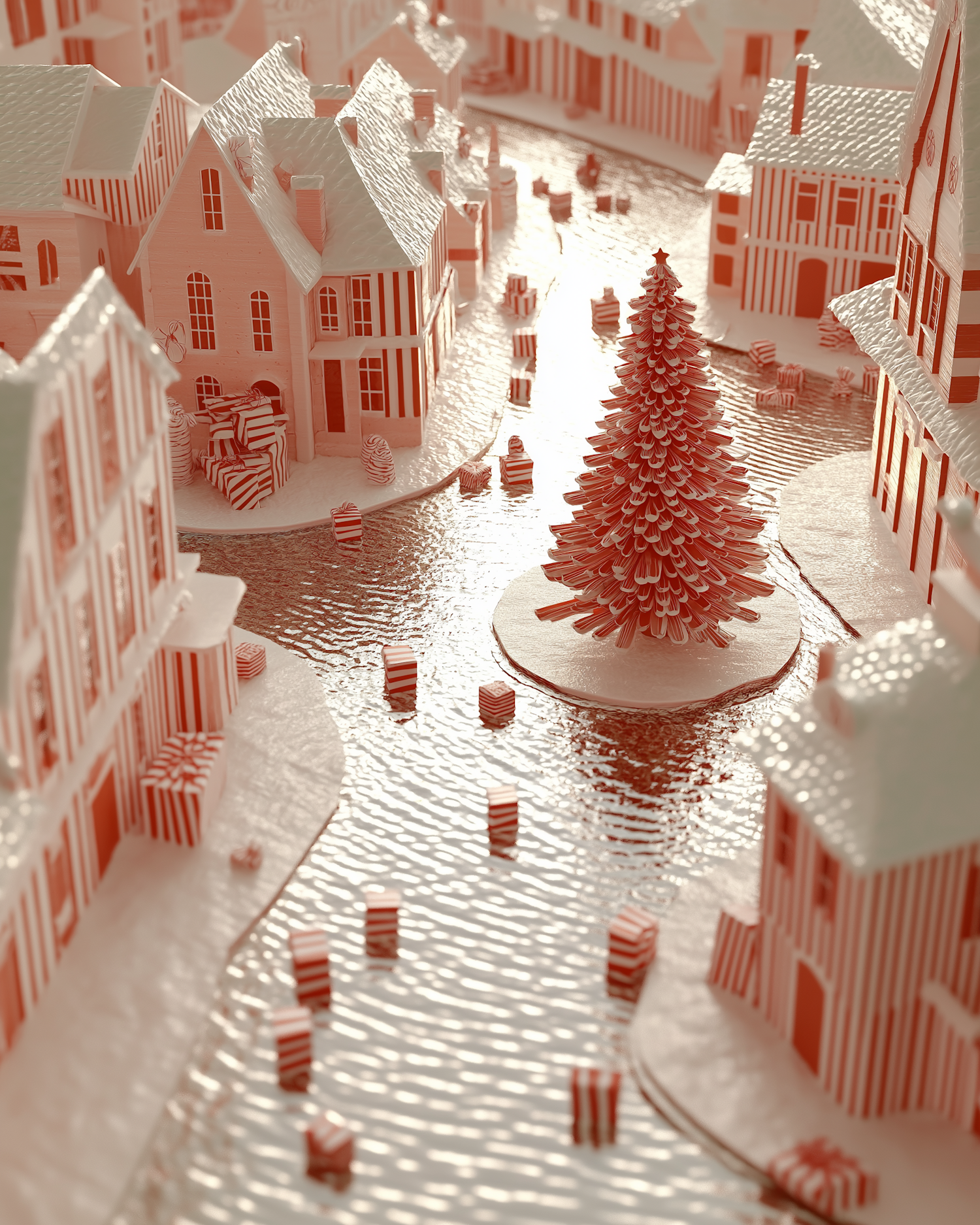 Festive Miniature Village Scene