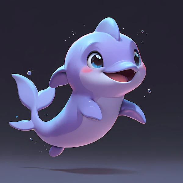 Playful 3D Cartoon Dolphin