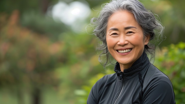 Smiling Woman in Garden