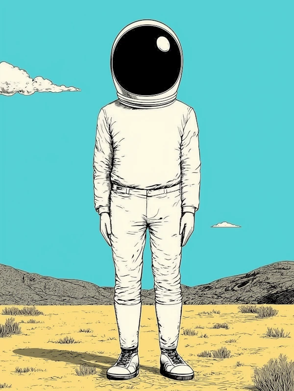 Astronaut in Barren Landscape