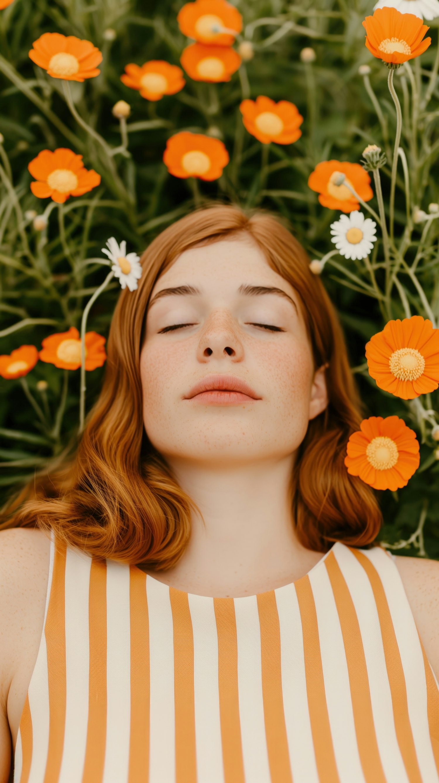 Serene Woman in Field of Flowers