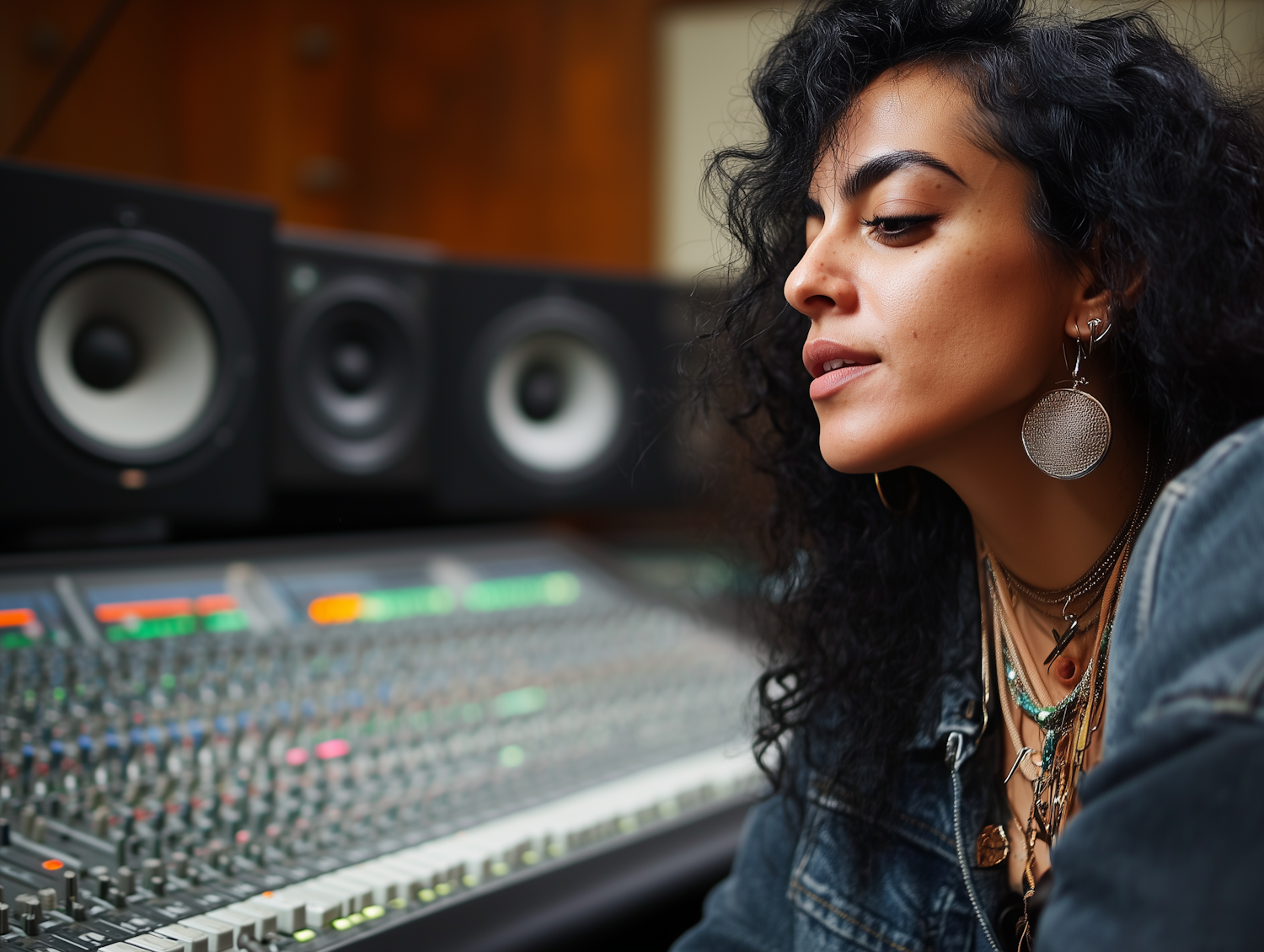 Woman in Recording Studio