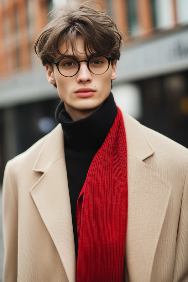 Stylish Portrait with Red Scarf