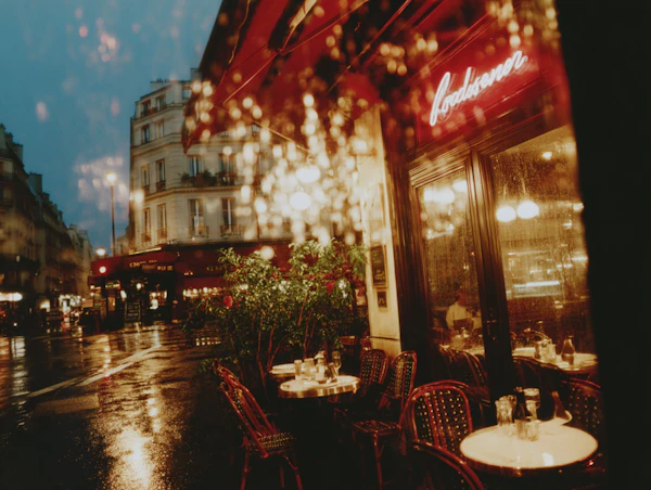 Parisian Café at Night