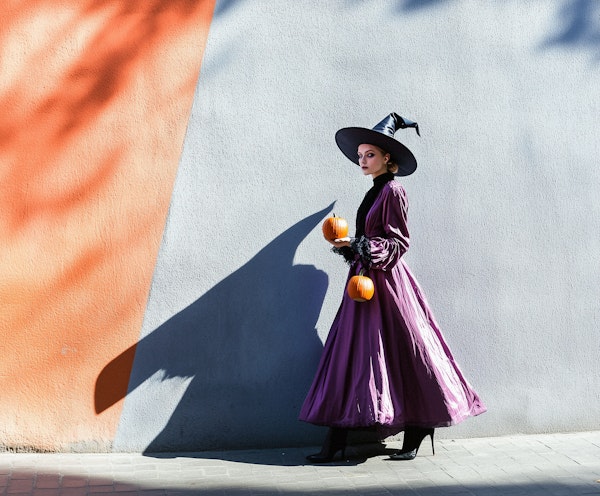 Halloween Witch on Sidewalk