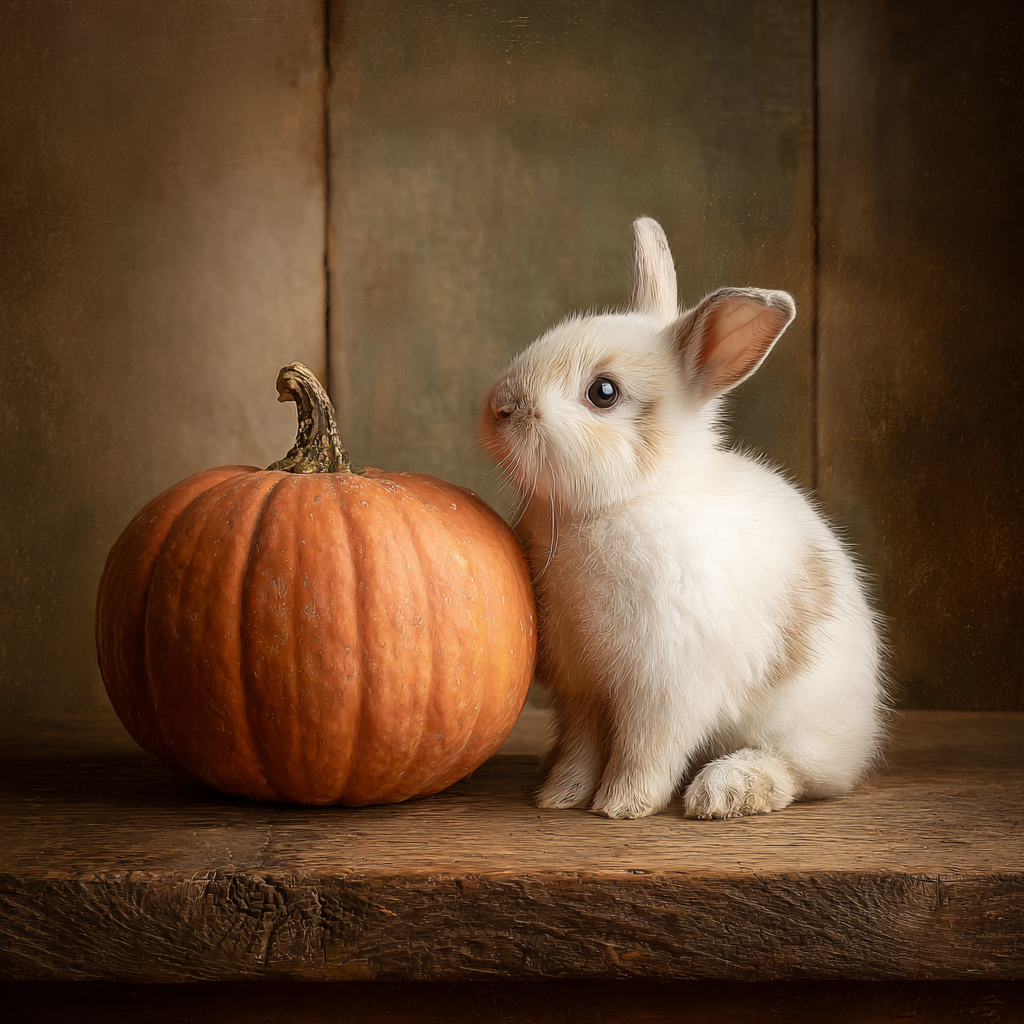Rabbit and Pumpkin Scene