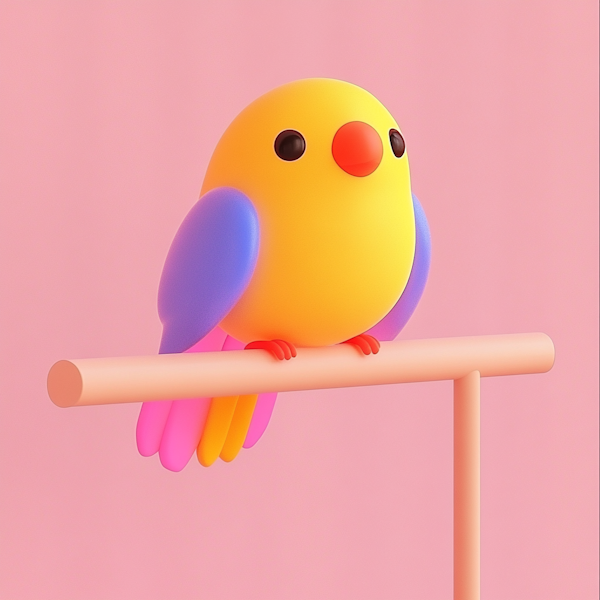 Cartoonish Stylized Bird Illustration