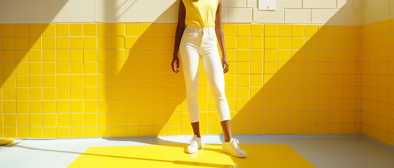 Stylish White & Yellow Geometric Corner