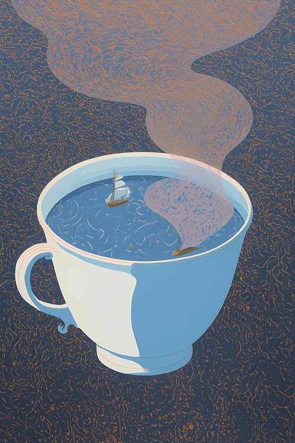 Surreal Teacup Scene