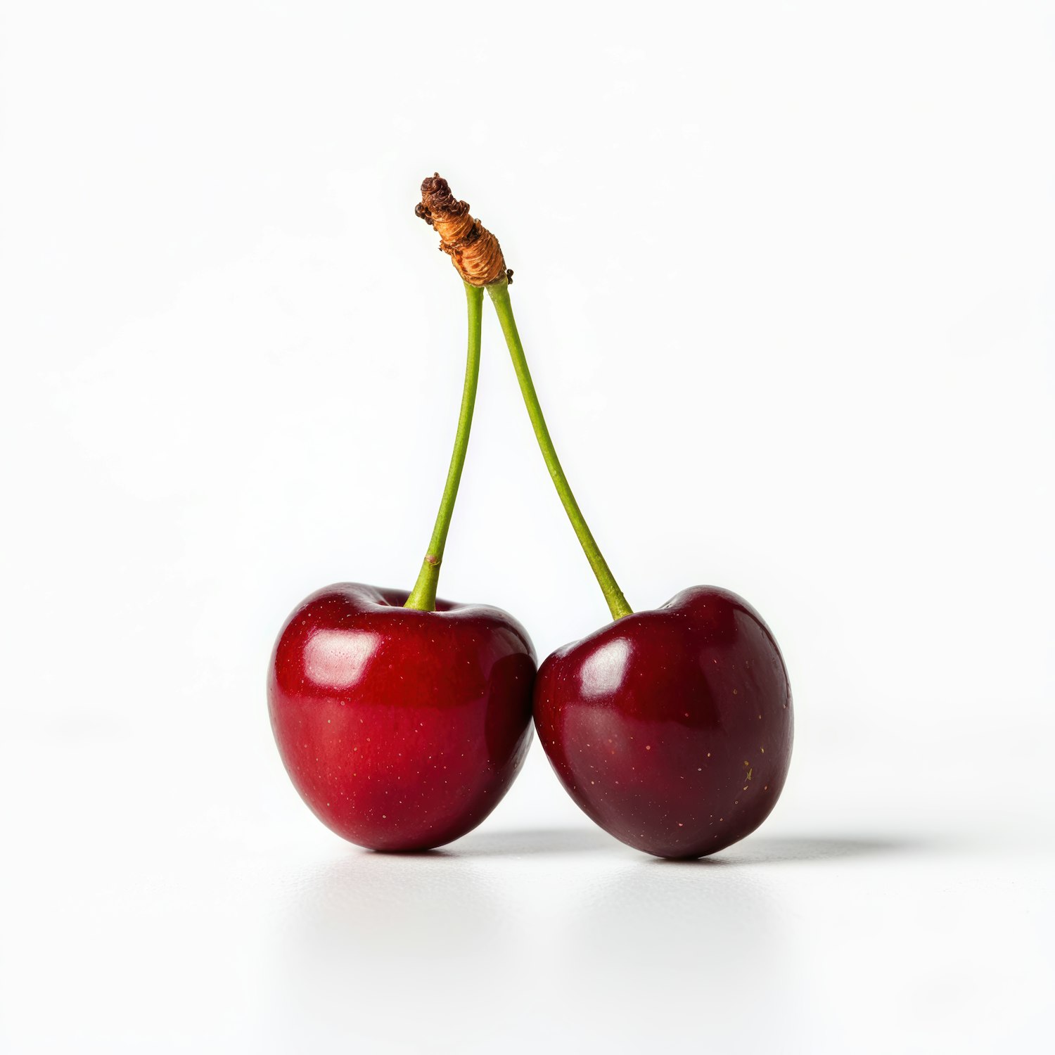 Ripe Cherries on White Background