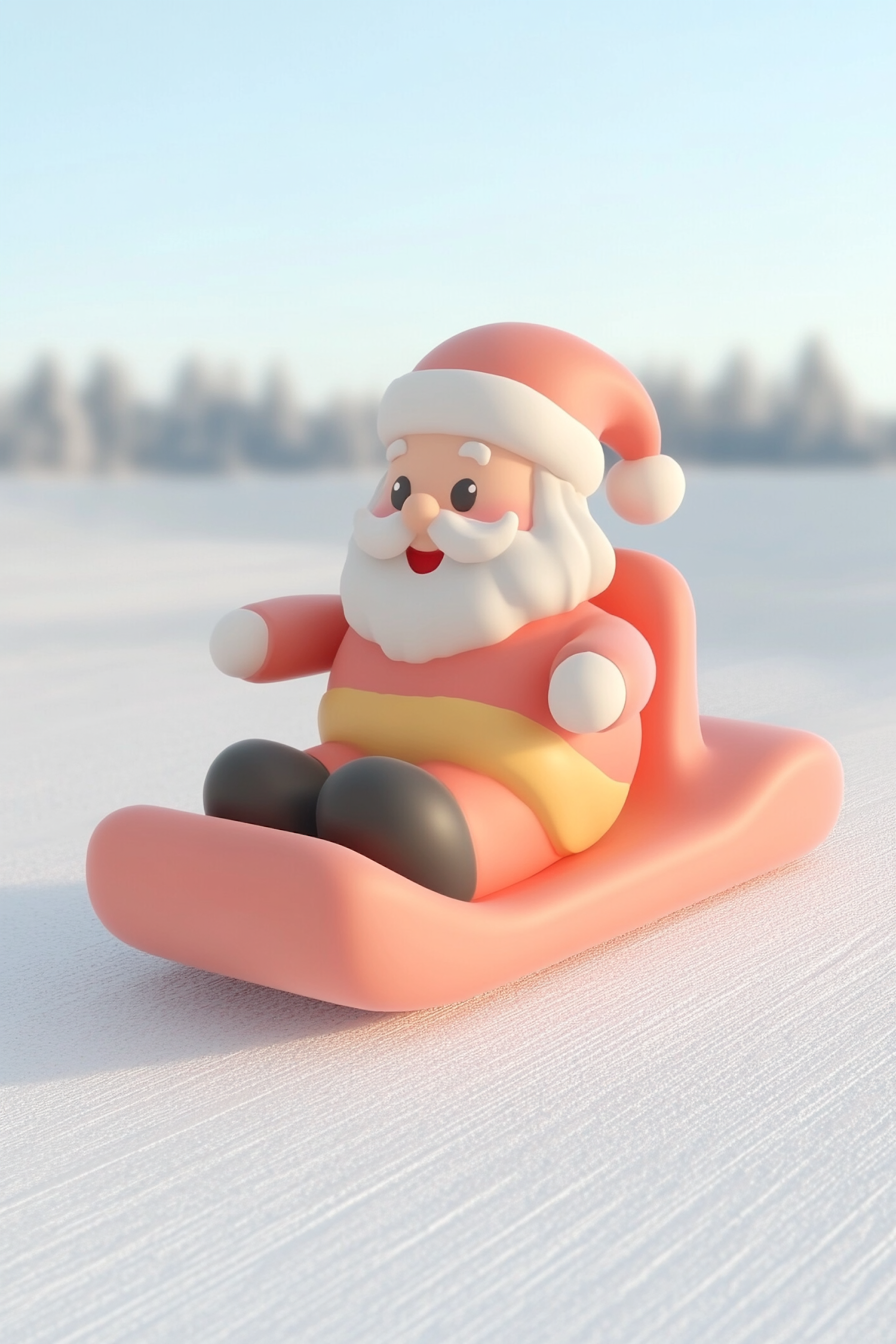 Cartoon Santa on Sled