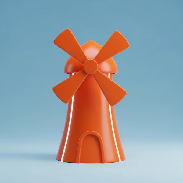 Stylized Orange Windmill