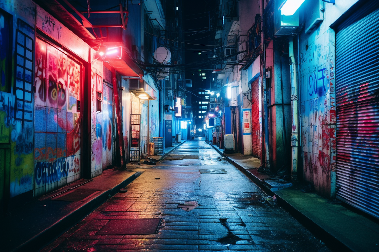 Neon Nocturne: Cyberpunk Alley in Repose