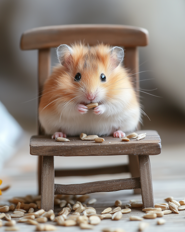 Adorable Hamster on Miniature Chair