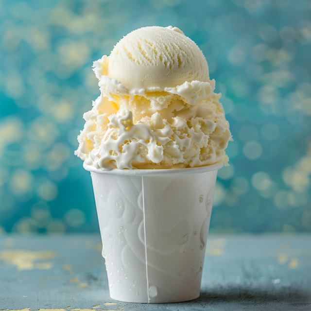 Overflowing Vanilla Ice Cream with Golden Syrup