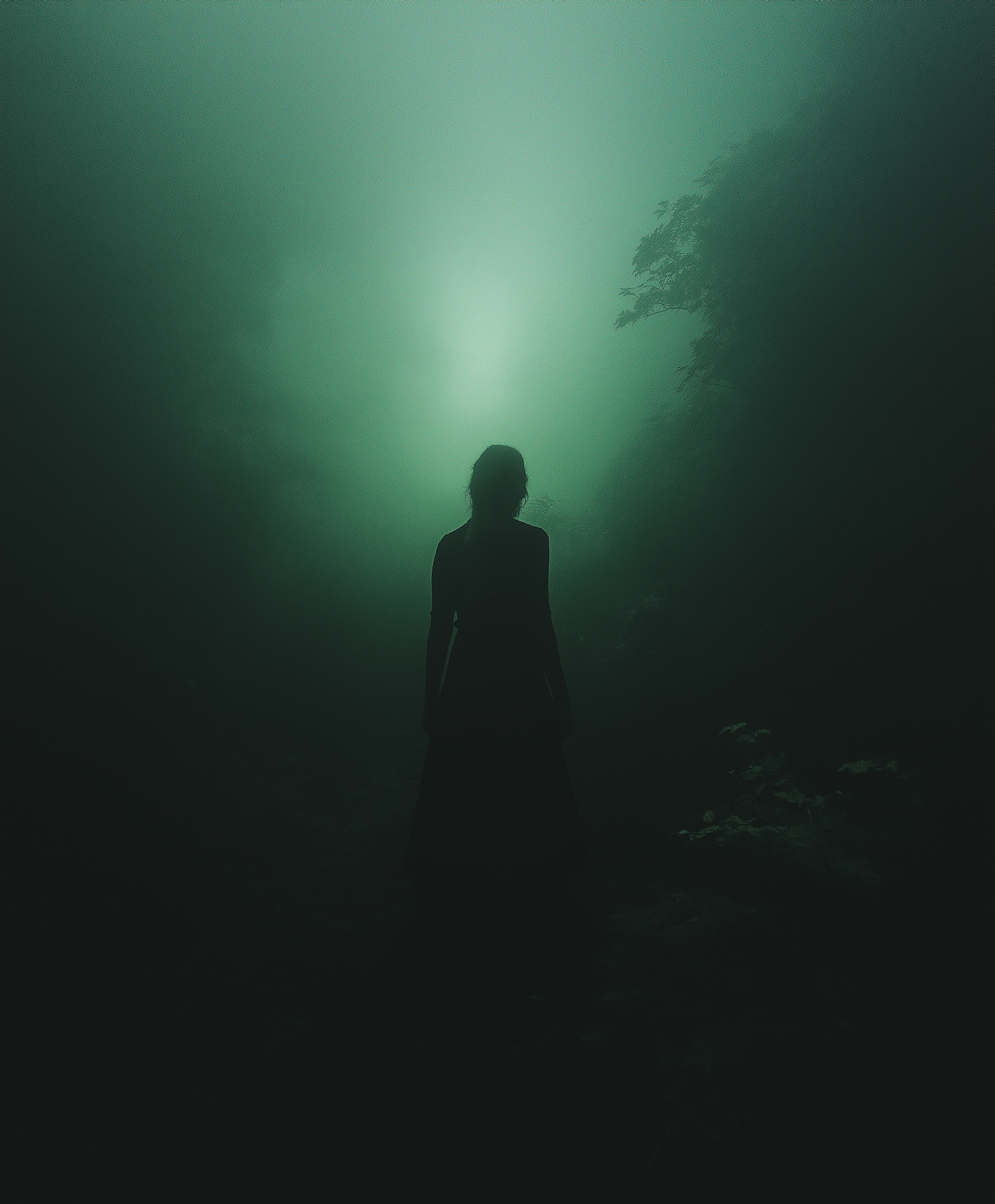 Silhouette in Misty Green Light