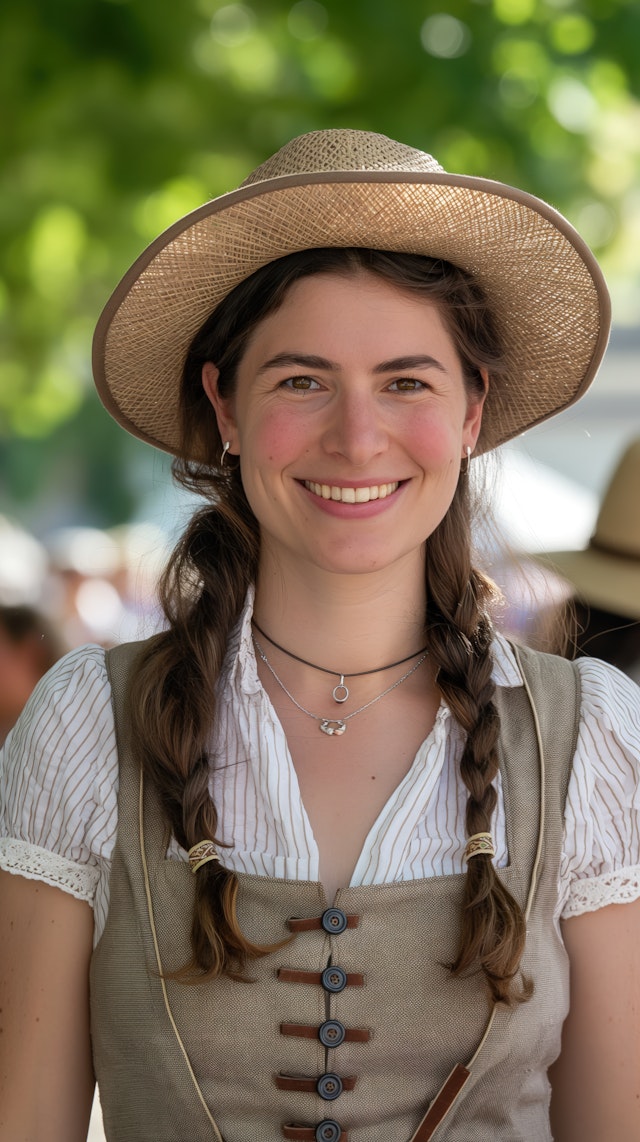 Portrait of Young Woman in Traditional Outfit