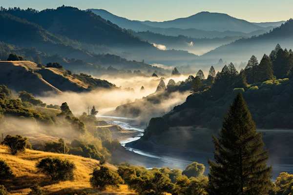 Golden Mist Over Serene Valley