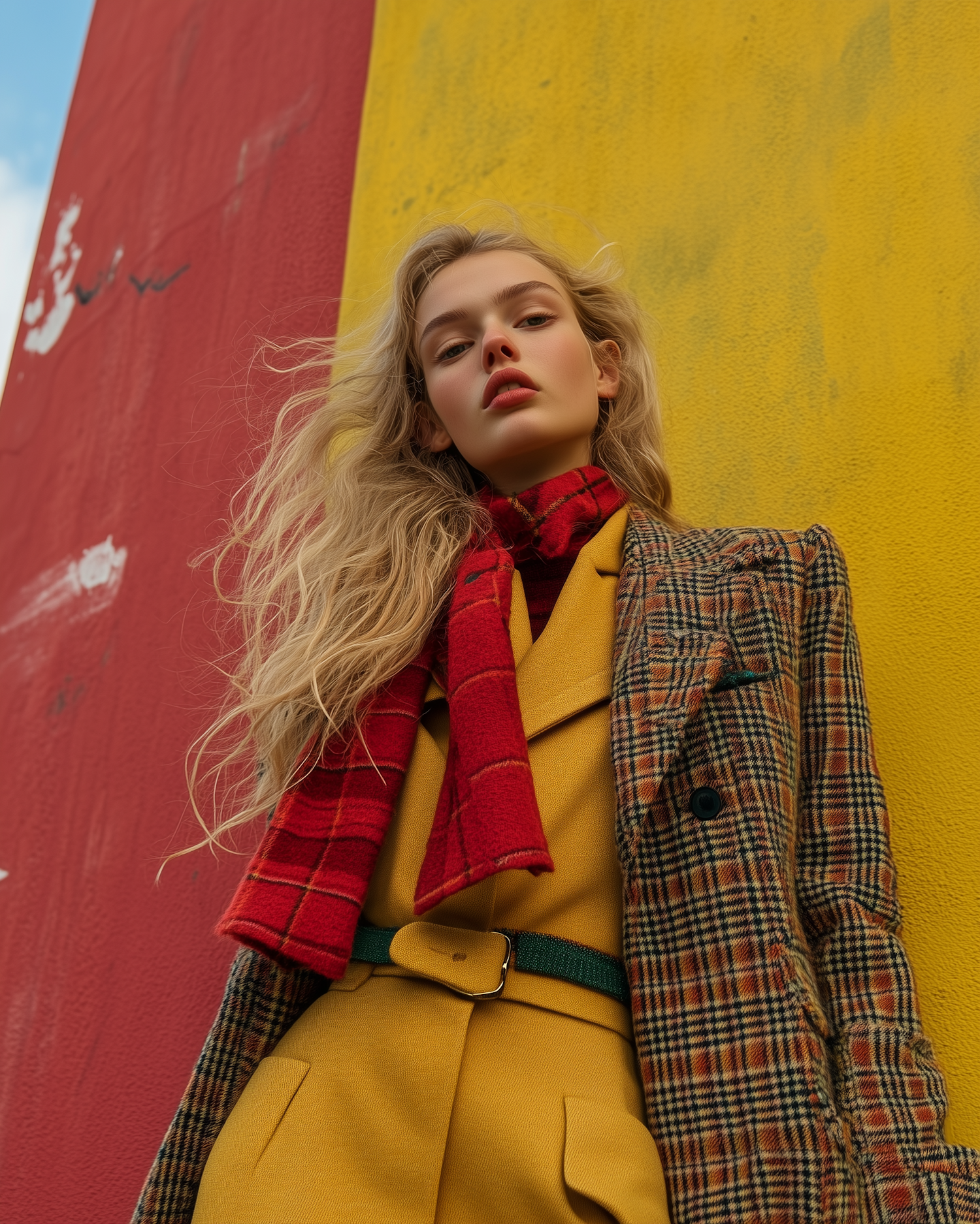 Fashionable Woman Against Vibrant Background