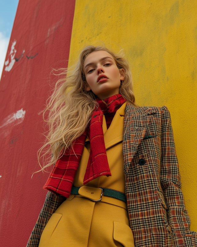 Fashionable Woman Against Vibrant Background