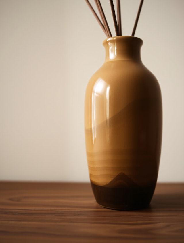 Ceramic Vase on Wooden Surface