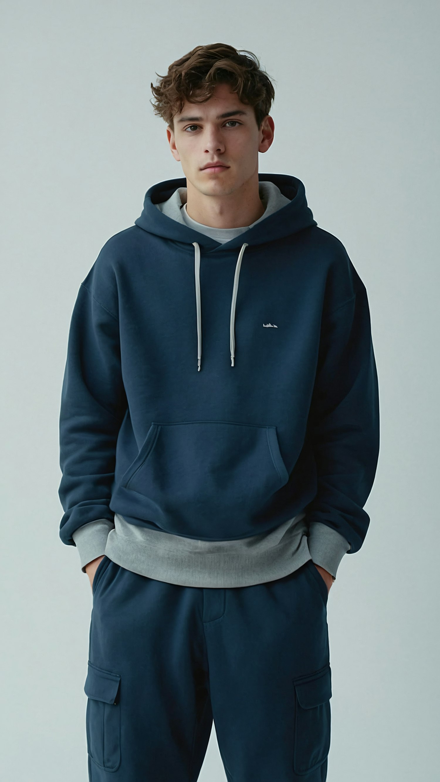 Young Man in Blue Hoodie