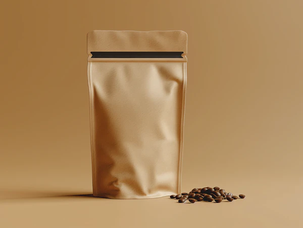 Gold Packaging Pouch with Coffee Beans