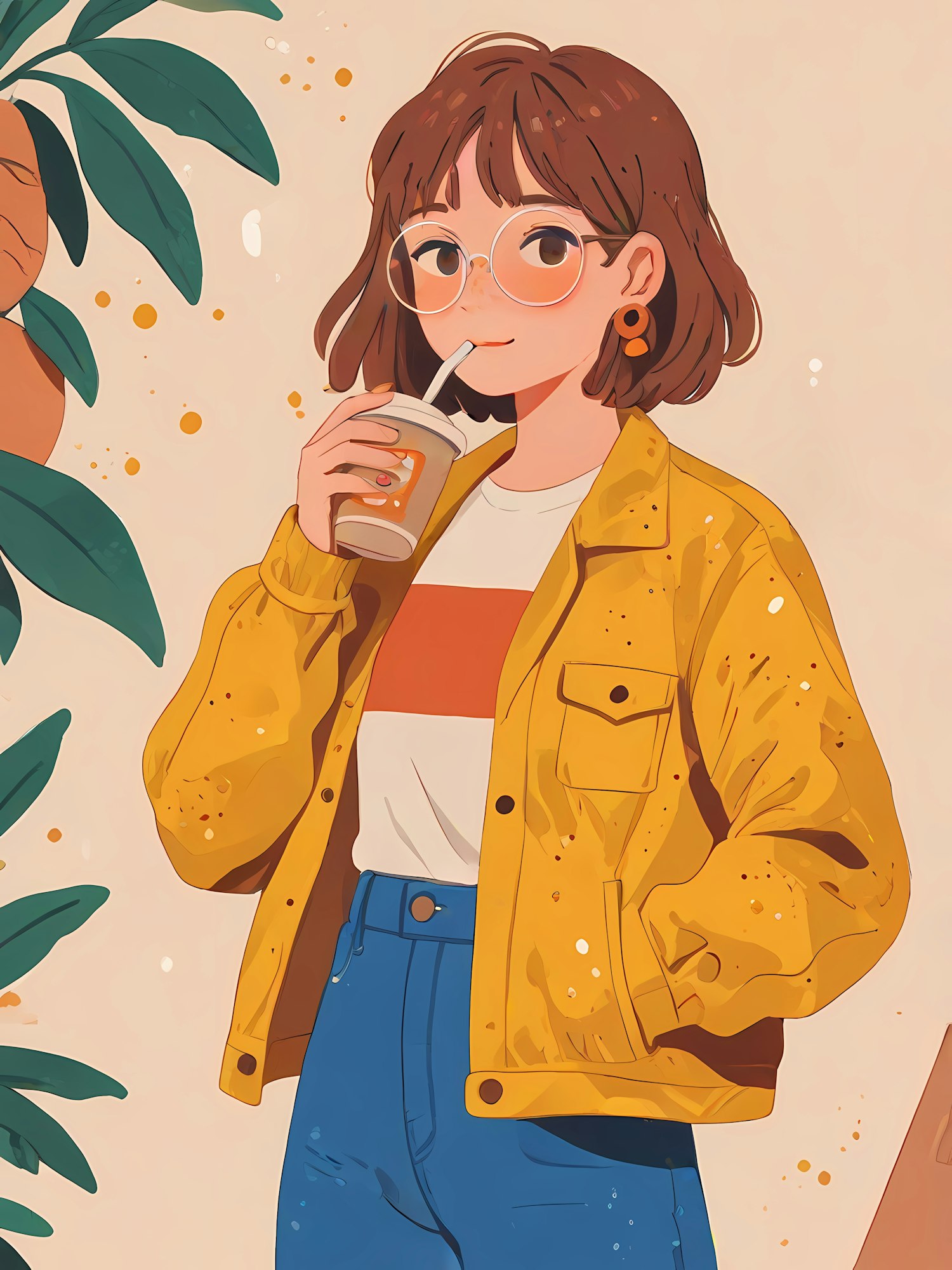 Young Woman in Vibrant Yellow Jacket