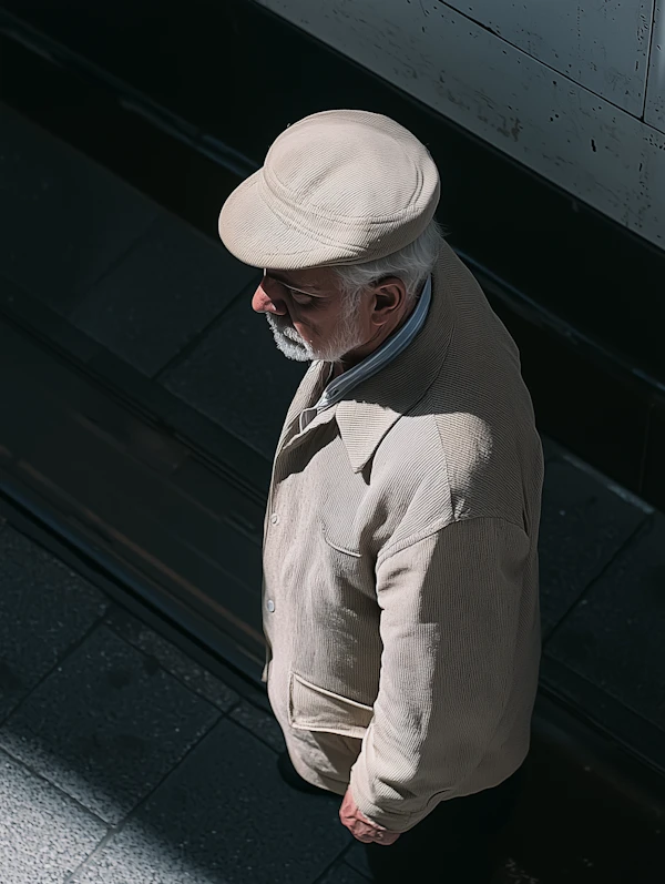 Contemplative Man in Beige