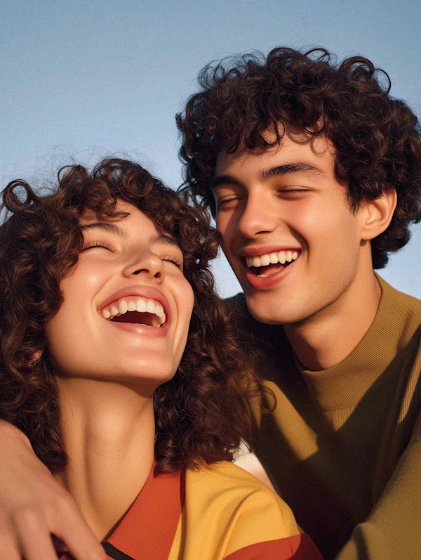 Joyful Connection Under Blue Skies