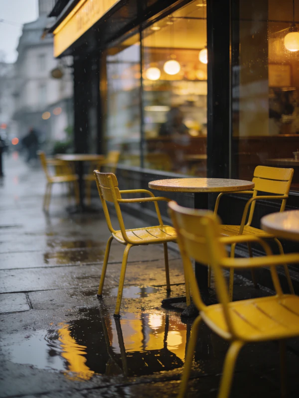 Rainy Café Scene