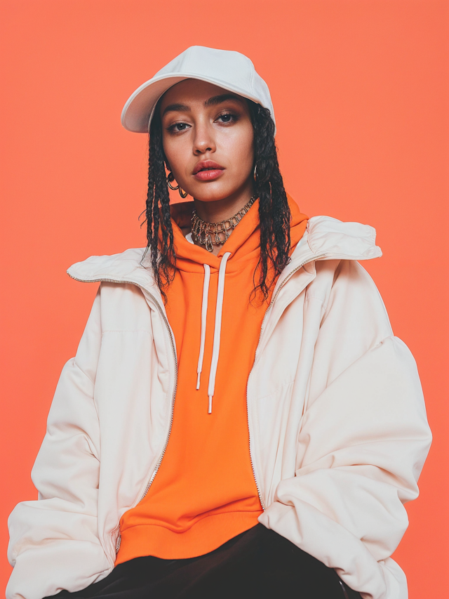 Person in Orange Hoodie with Braided Hair