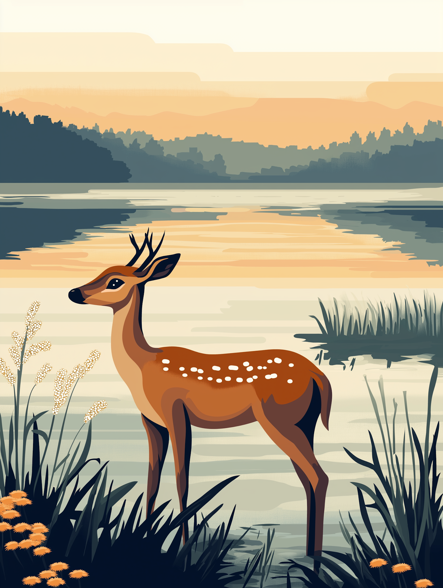 Tranquil Deer at Dusk