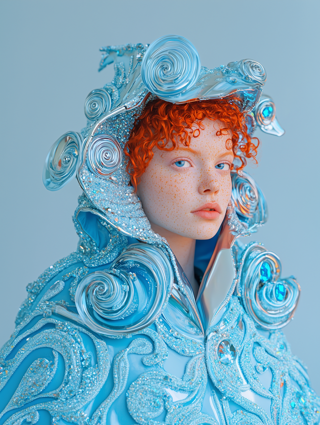 Futuristic Portrait with Red Hair