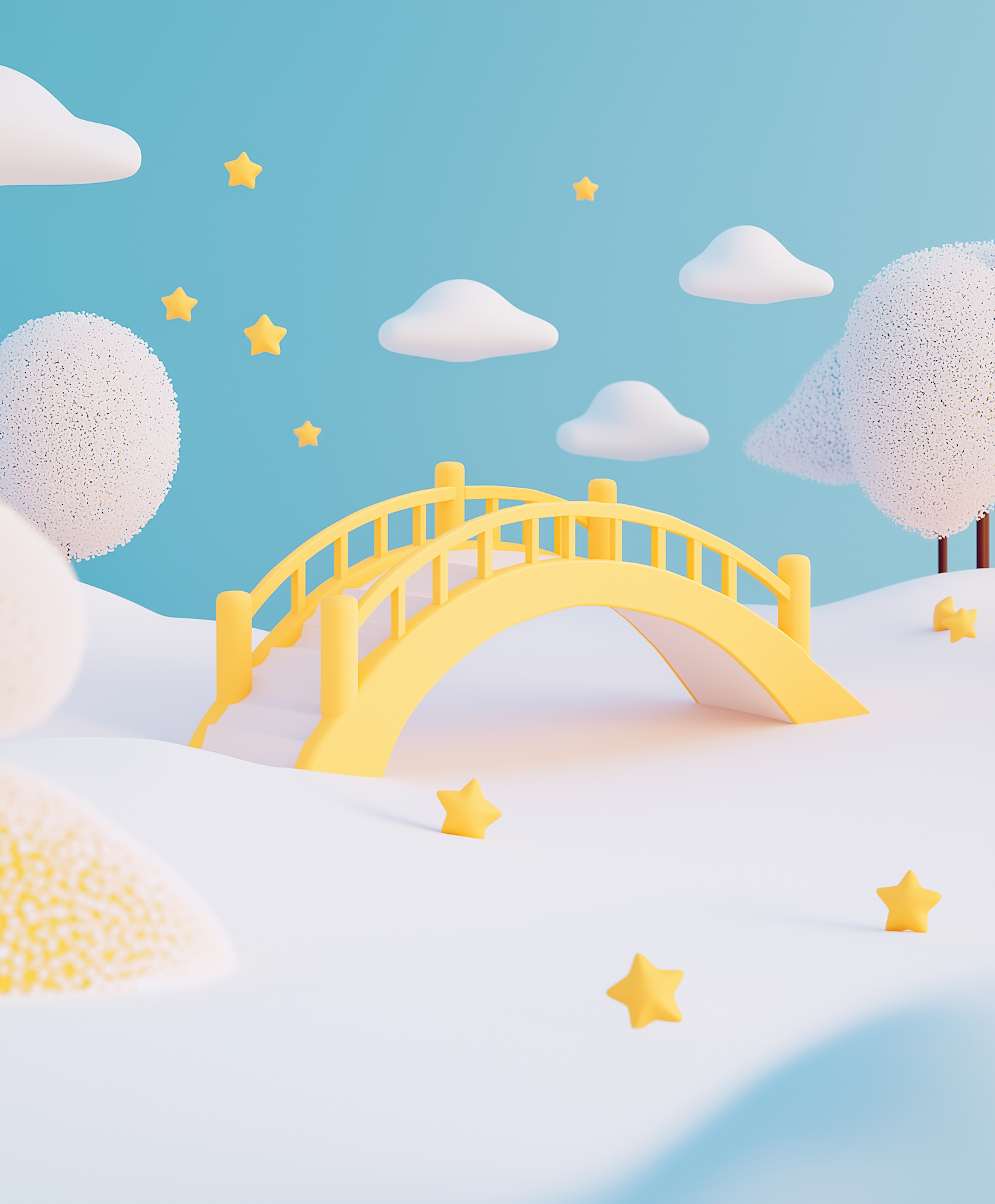 Whimsical Dreamlike Bridge Scene