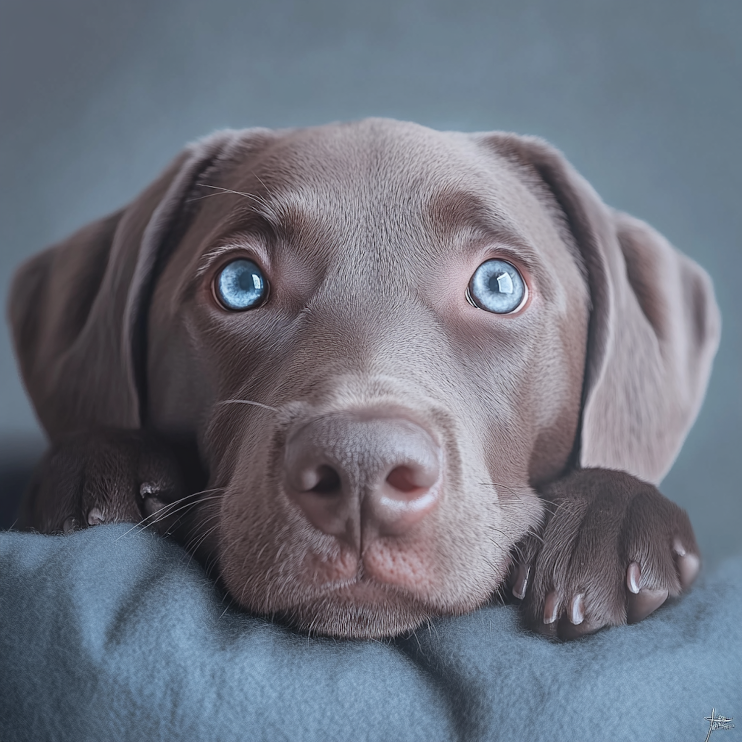 Chocolate Labrador Puppy with Blue Eyes